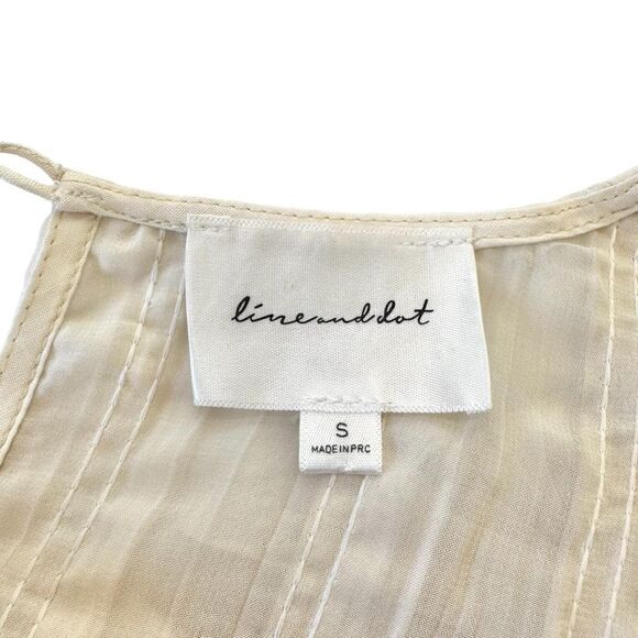 Line & Dot Ivory Ruffle Pleaded Sheer Blouse, Small - Picture 9 of 11